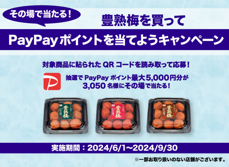 中田食品｜その場で当たる！豊熟梅を買ってPayPayポイントを当てようキャンペーン